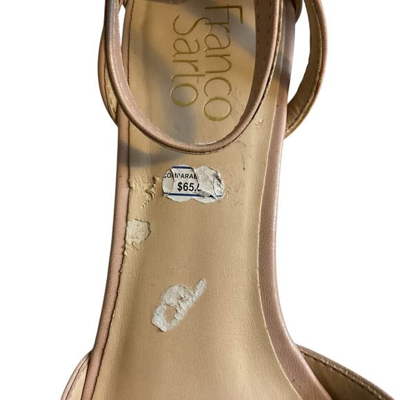 Franco Sarto Pump Shoes Women’s 9.5 M Blush Wedge Double Ankle Straps Back Zip - Picture 9 of 9